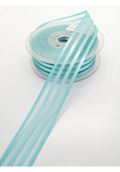 FdayAksesuar Açık Mavi Saten Çizgili Şifon Kurdele 2,5 Cm 1 Metre FRDY23100