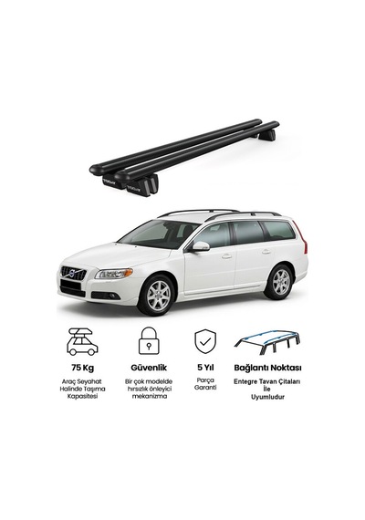 Pençe Volvo V70 Ara Atkı 2007-2016 Uyumlu Siyah Ara Atkı Port Bagaj Tavan Barı