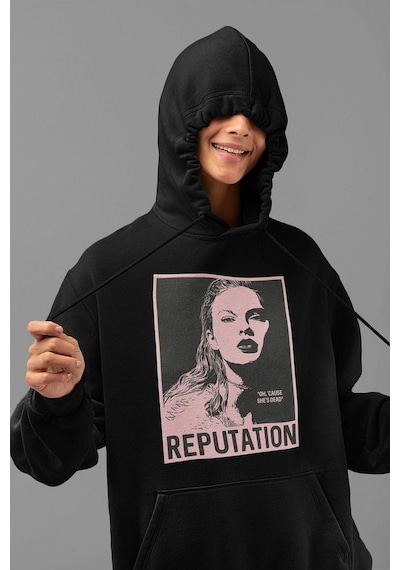 Oh Cause She Is Dead Yazılı Unisex Oversize Taylor Swift Hoodie Siyah
