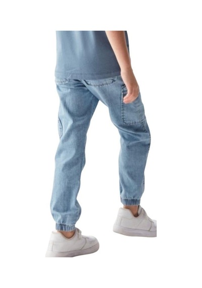 Nk Kids Çocuk Esnek İnce Kumaş Paçası Lastikli Kot Pantolon-15879 Mavi