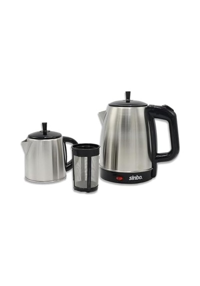 Stm-5845 Çelik Elektrikli Çay Makinesi Inox Çaycı 2-in-1 Demlik Su Isıtıcı 1600w Otomatik Kapama