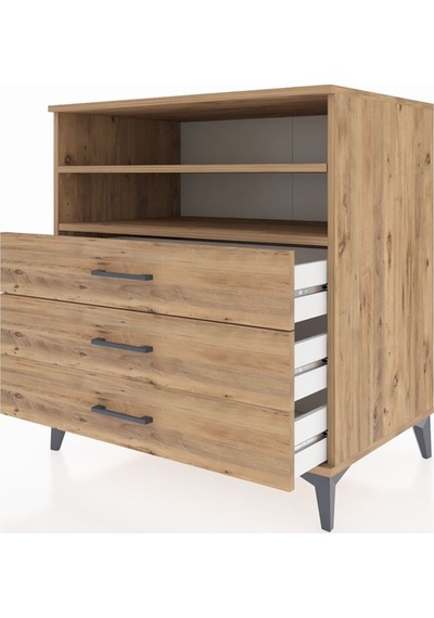 Kronos Şifonyer 2 Raflı 3 Çekmeceli 88x59x96 Çam-çam Çam