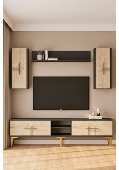 Tvr1515at - İda Tvr150 Tv Ünitesi Takım Antrasit - Traverten 150cm