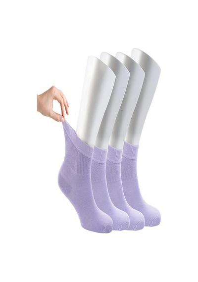 Ozzy Socks Kadın 4 Çift Bambu Lastiksiz Sıkmayan Diabetik Bilek Çorap Lila
