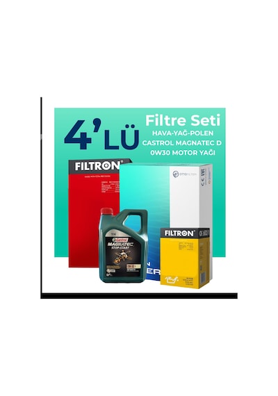 Filtron Ford Focus 1.5 Dizel Filtre Bakım Seti Castrol Motor Yağlı (2014-2017) 4 Lü