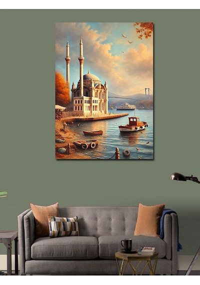 Kanvas Tablo Camii Ve Deniz Kıyısı 50cmx70cm