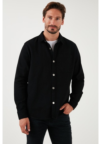Buratti Pamuklu Tek Cepli Regular Fit Erkek Gömlek Cf25W129140 Siyah