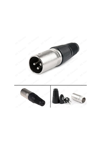 Xlr 3-Pin Erkek Lehim Tipi Metal Enstrüman Konnektörü