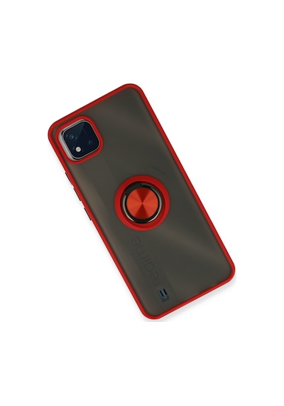 Realme C11 2021 Uyumlu Kılıf Montreal Yüzüklü Silikon Kapak - Kırmızı