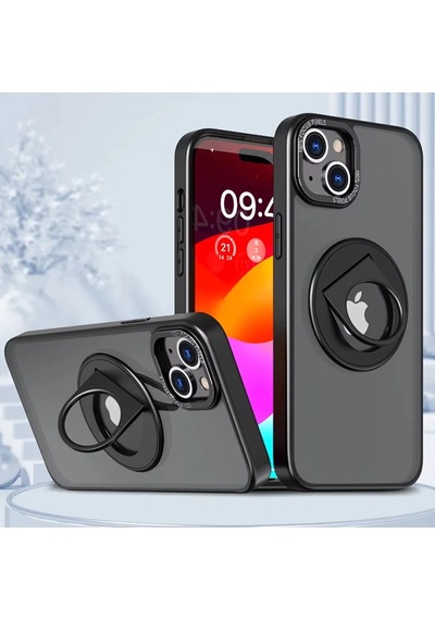 Ally İphone 15 Plus İçin Magsafe Uyumlu Yüzük Standlı Manyetik Silikon Kılıf- 5775