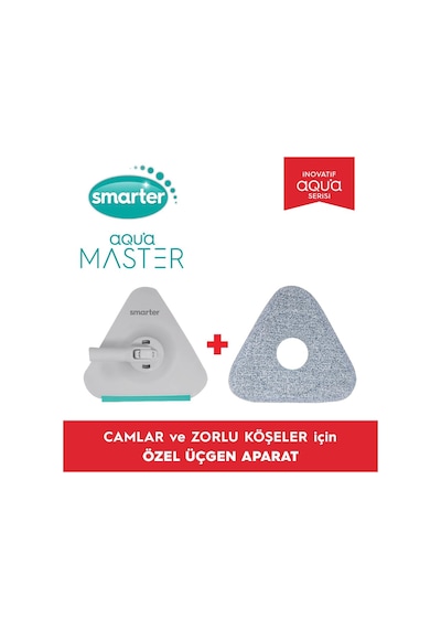 Smarter Aqua Master Üçgen Aparat + Mop Camlar ve Zorlu Köşeler için Temizlik Paspas
