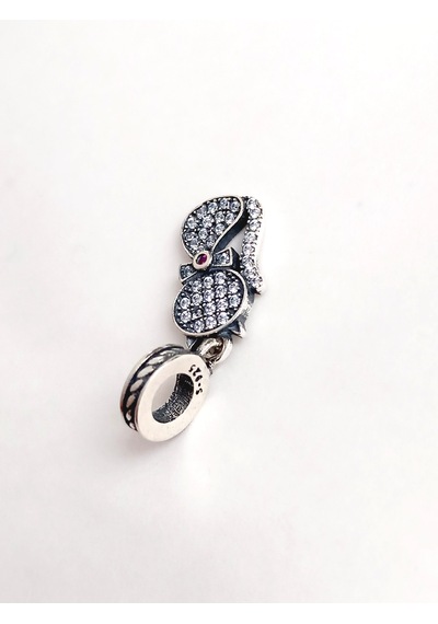 Gümüş Işıltılı Pembe Kedi Pan Tasarım Bileklik Uyumlu Charm 1