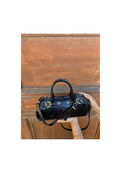 Just Polo Kadın Gold Detaylı Silindir Tasarım El Ve Omuz Çantası Shoulder Bag Ebat : 27 X 13 Cm Siyah