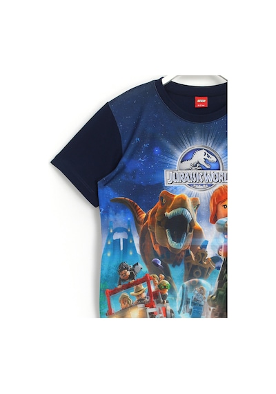 Dinazorlu Lego Jurassic World Oyun 3D Baskılı Kısa Kollu Yazlık Erkek Çocuk Tişört Lacivert