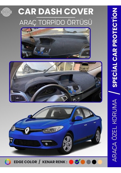 Renault Fluence Navigasyonlu Büyük Ekranlı 2013-2016 Torpido Örtüsü Panel Torpido Koruma Tam Uyum - 922 Stiloto