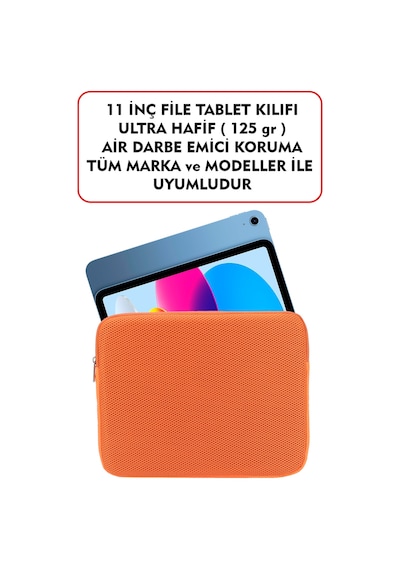 Dada Ultra Hafif 125gr Turuncu Renk File Tablet Kılıfı 10"-11" inç Air Darbe Emici Korumalı Unisex