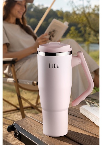 Fika Lumi Patentli Döner Kulplu Sızdırmaz Çelik Termos 1200 Ml - Pembe