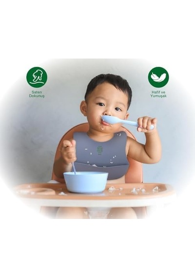 Been Silicone Baby Bib - Silikon Mama Önlüğü, Gri