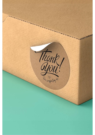 Thank You Supporting Us Kraft Sticker 3x3cm St2222 Çok Renkli