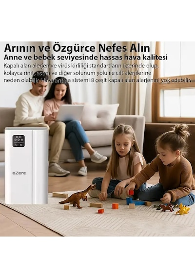 Ezere Fullclean Pro Have Temizleme Cihazı 350 Cadr Led Ekran İyon Ve Sessiz Çalışma İle Toz Duman Poleni %99.9 Filtreler. Temiz Hava- 5775 Beyaz