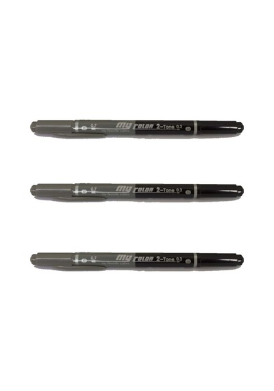 My Color 2 Duo Çift Uçlu Gri 0.3/0.7 21074933 3'lü