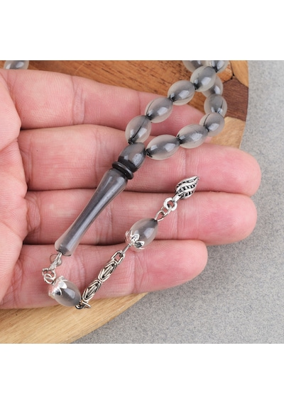Kedigözü Alpaka Püsküllü Beyzi Kesim 7x11mm Tesbih- Siyah