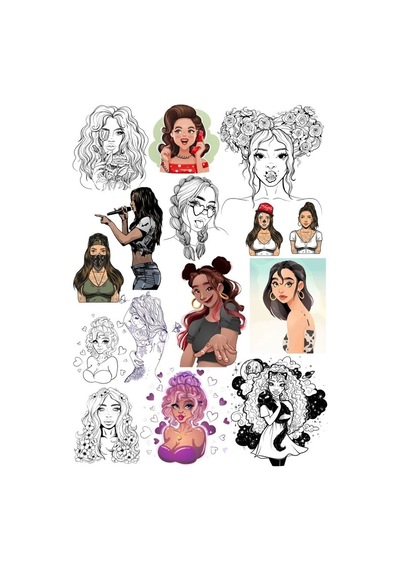 Genç Kız Sticker Set 2 15 Parça Telefon, Tablet, Defter, Laptop Sticker