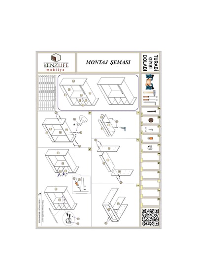 Kenzlife giysi dolabı turabi 090*090*30 byz
