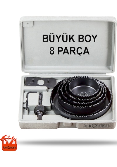 Aletçantam Matkap Ahşap Panç Seti Sunta Delik Açma Takımı Büyük Boy 8 Parça 64 - 127 MM Arası 5 Testere