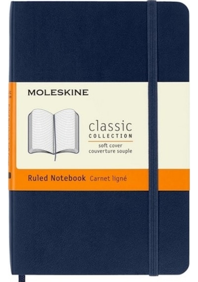 Moleskine Yumuşak Kapak Defter Safir Mavi Çizgili - 9 x 14 CM