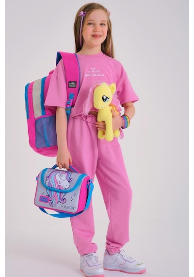 Coral High Kids Pembe Gümüş Simli Unicorn Desenli 3 Lü Okul Çanta Seti Set0114383