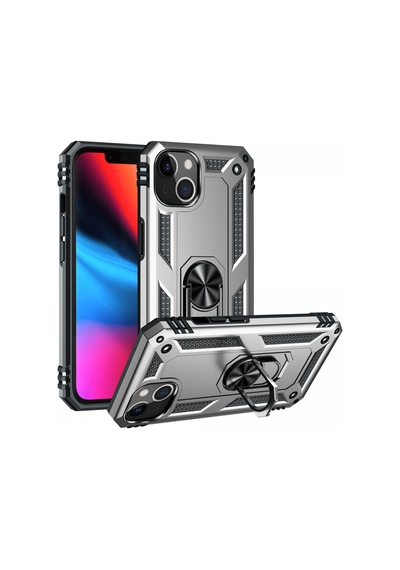 Apple iPhone Uyumlu  14 Plus Kılıf Sofya Yüzüklü Silikon Kapak -  Gümüş