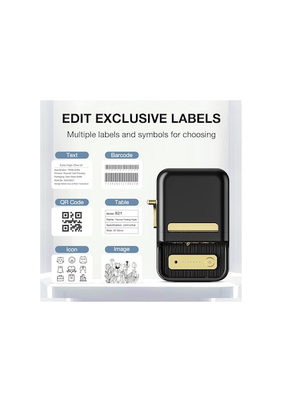 Niimbot B21S Bluetooth Taşınabilir Termal Etiket Yazıcı Siyah