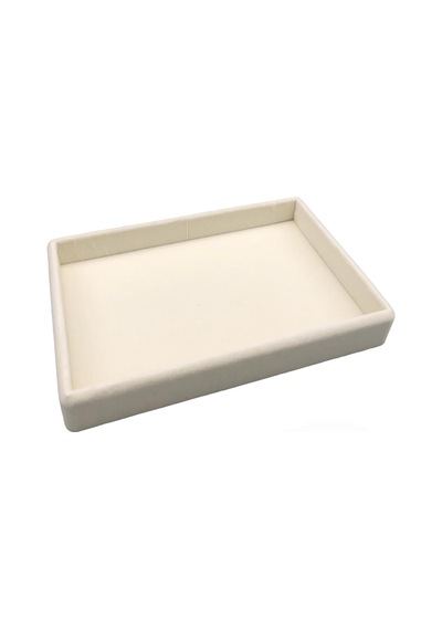 Yerli Üretim Küçük Boy Süet Kumaş Krem 22/14 Cm Servis Tablası