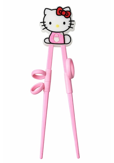Hello Kitty Çocuk Eğitim Chopstick Seti - Yardımcı Aparatlı Yemek Çubuğu Pembe Beyaz - Pembe