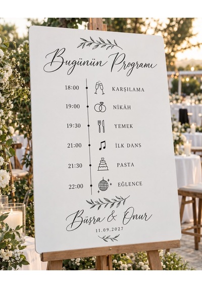 Düğün Akış Programı Panosu - Kişiye Özel Mdf