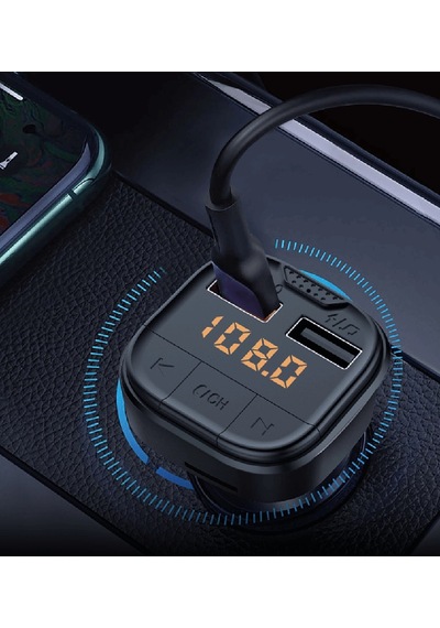 Linktech Fm Transmitter Kumandalı - Premium 18w Üç Girişli 5.0 Bluetooth Fm Transmitter - Çakmaklıkt