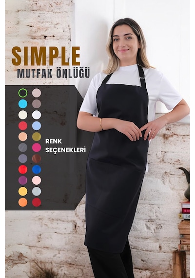Sevilya Simple Ayar Askılı Mutfak Önlüğü Siyah