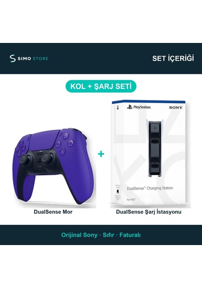 Ps5 Dualsense Mor + Dualsense Şarj İstasyonu Seti