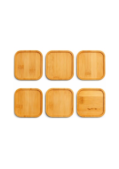 6 Lı Kare Bambu Bardak Altlığı Seti 10 Cm Kaymaz, Dayanıklı, Şık Tasarım, Sunumluk Ahşap