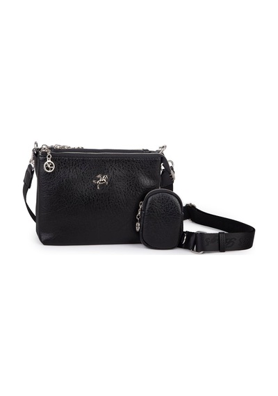 Nas Bag Mini Kadın 3 Gözlü Cüzdanlı Günlük Çapraz Çanta Siyah Victoria