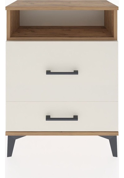 Arges Komodin Tek Raflı 2 Çekmeceli 60x30x80 Çam-aytaşı Çam