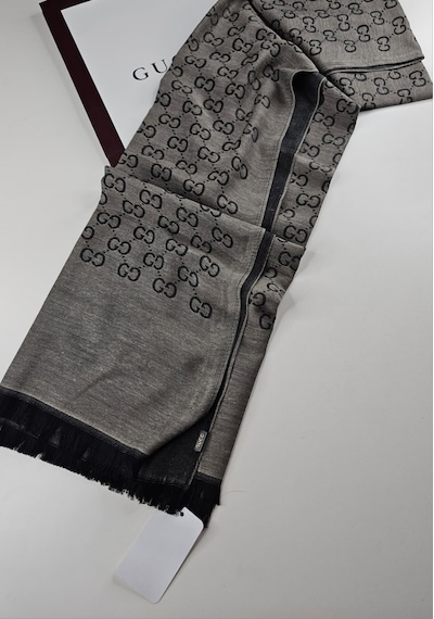 Miorel Scarfs İnce Kumaş G Desen Pamuklu Şal Yün İpek Şal 4 Mevsim Çift Taraflı Füme