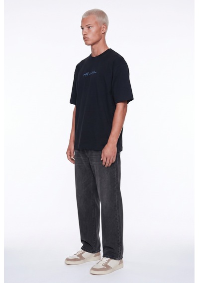 Respire Erkek Goats Baskılı Oversize T-shirt Siyah