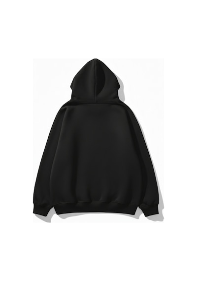 Uyguntarz Unisex Yumuşak Dokulu Grateful Baskılı Tasarım Oversize 3 İplik Hoodie Sweatshirt siyah