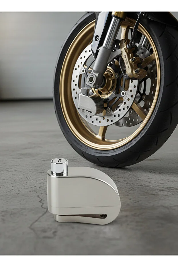 Alarmlı Disk Kilidi 110 Db Sesli Uyarı, Su Geçirmez Motosiklet&bisiklet Disk Fren Kilidi, Krom 10mm Çelik