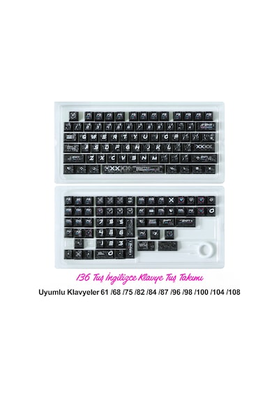 136 Tuşlu Keycaps Siyah Baskılı Karbon Fiber Dokulu 136 Tuşlu İngilizce Klavye Kutulu Tüm Mekanik-manyetik Klavyeler İle Uyum Sağlamaktadır.