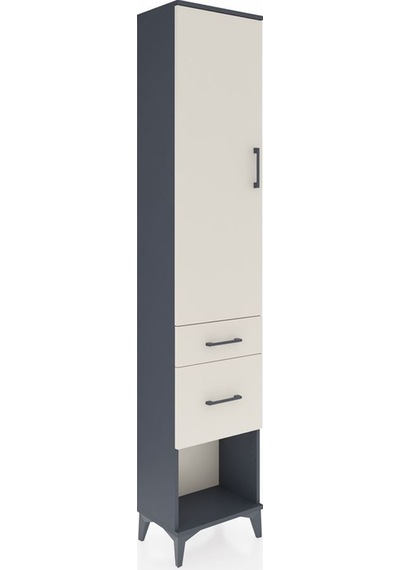 Arges Dolap 3 Raflı 2 Çekmeceli Tek Kapaklı 44x30x221 Antrasi... Antrasit