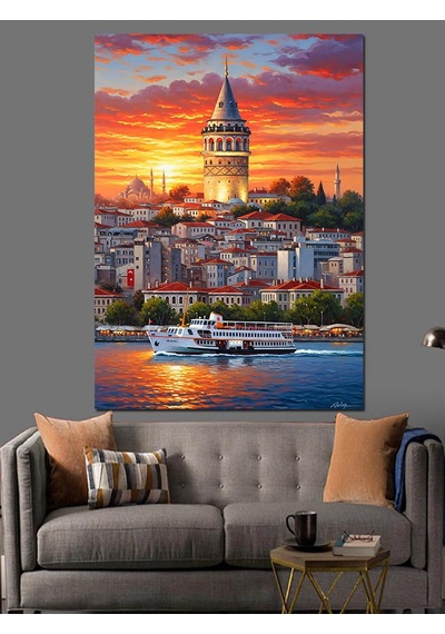 Ahşap Tablo İstanbul Boğazı Vapur Manzarası