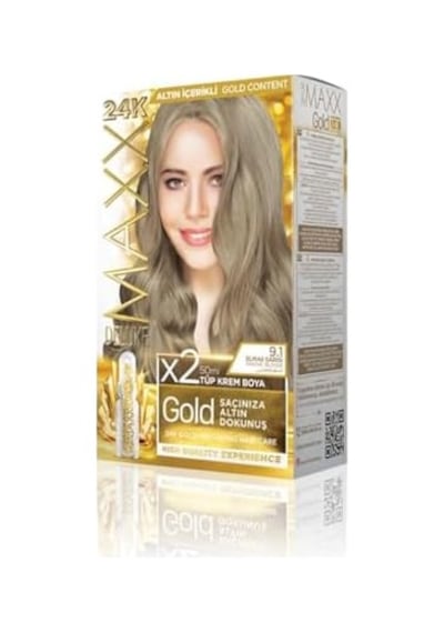 Serisi 24k Altın Parçacıklı Serum İle 1 Kutu 2 X 50 Ml Ve Geliştiriciler Saç Boyası Elma Sarısı 9.1